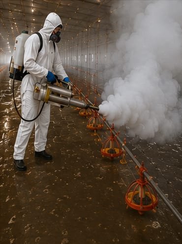 Poultry steps 6 fog fumigate